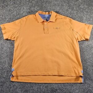 Orvis Polo Shirt Mens Medium Orange gusseted underarm Golf Fishing Rugby Outdoor